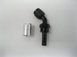 Black Crimp Ends for 200/210 Series Hose – 45 deg